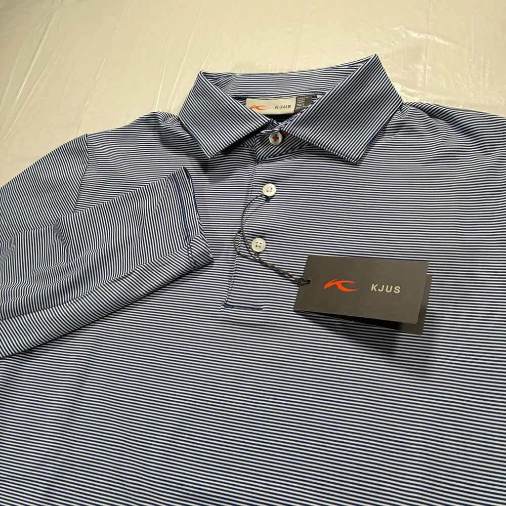 Kjus Soren Long Sleeve Polo Shirt Men's 52 / L Striped Golf Performance MG60-H14